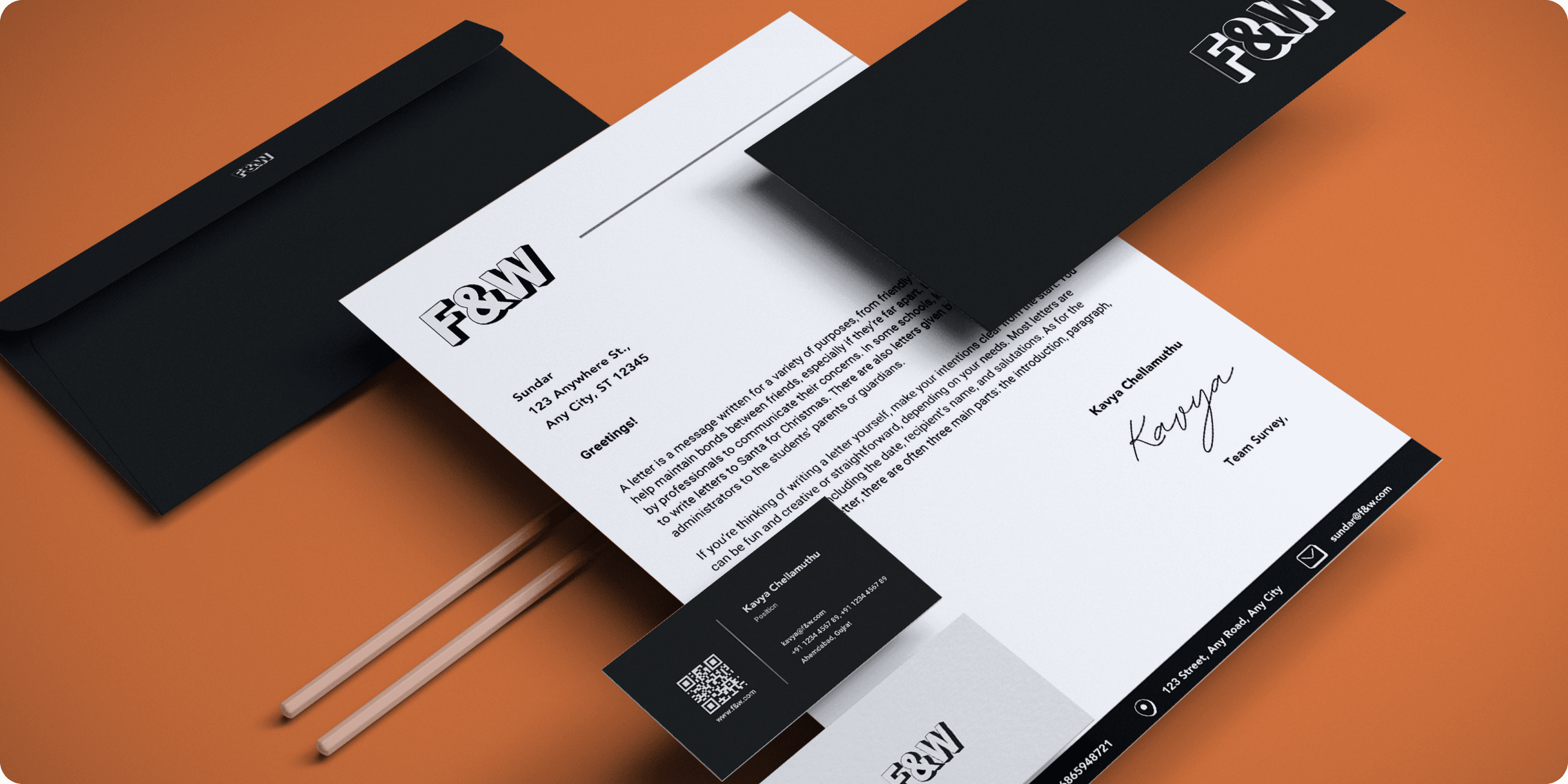 F&W visual identity application