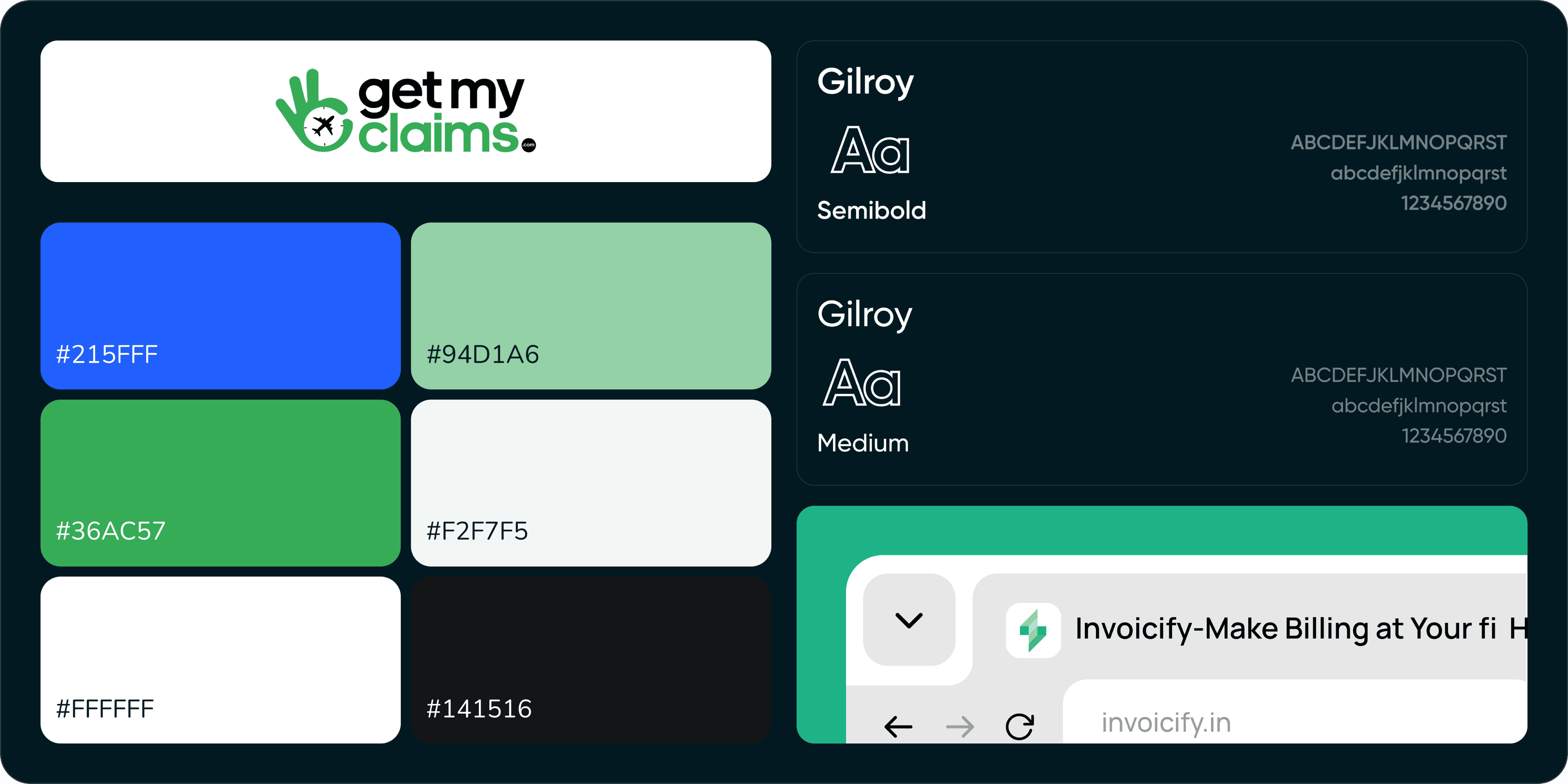 Get My Claims brand guidelines and components