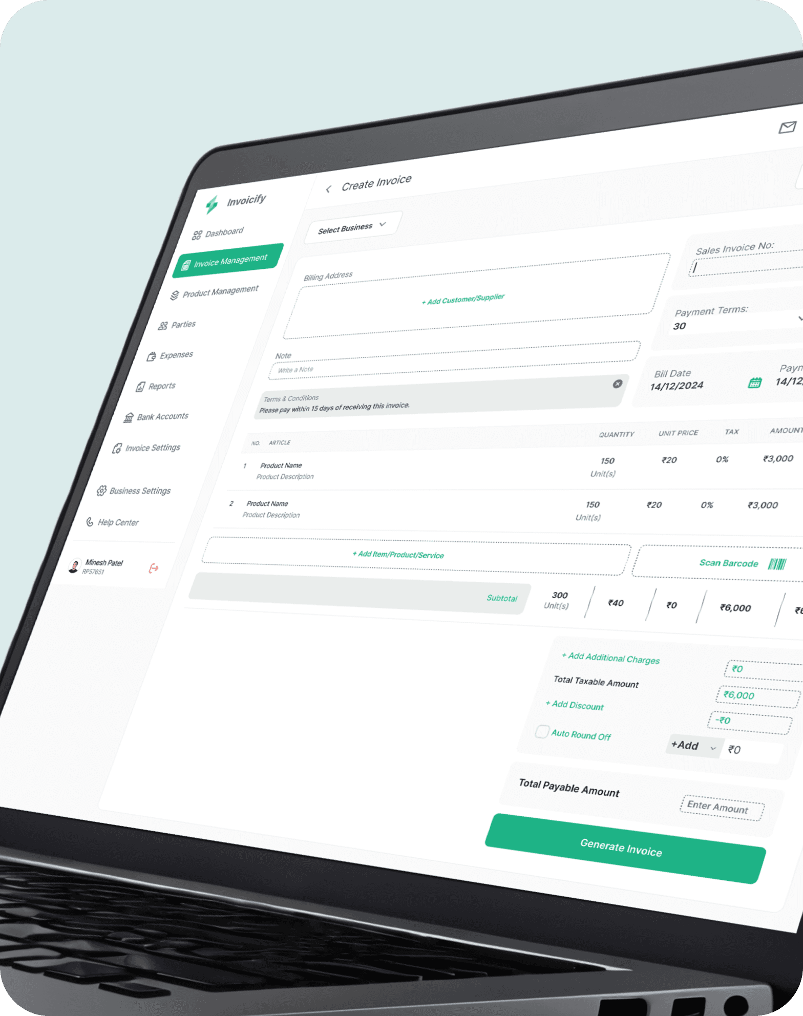 Invoicify design presentation 2